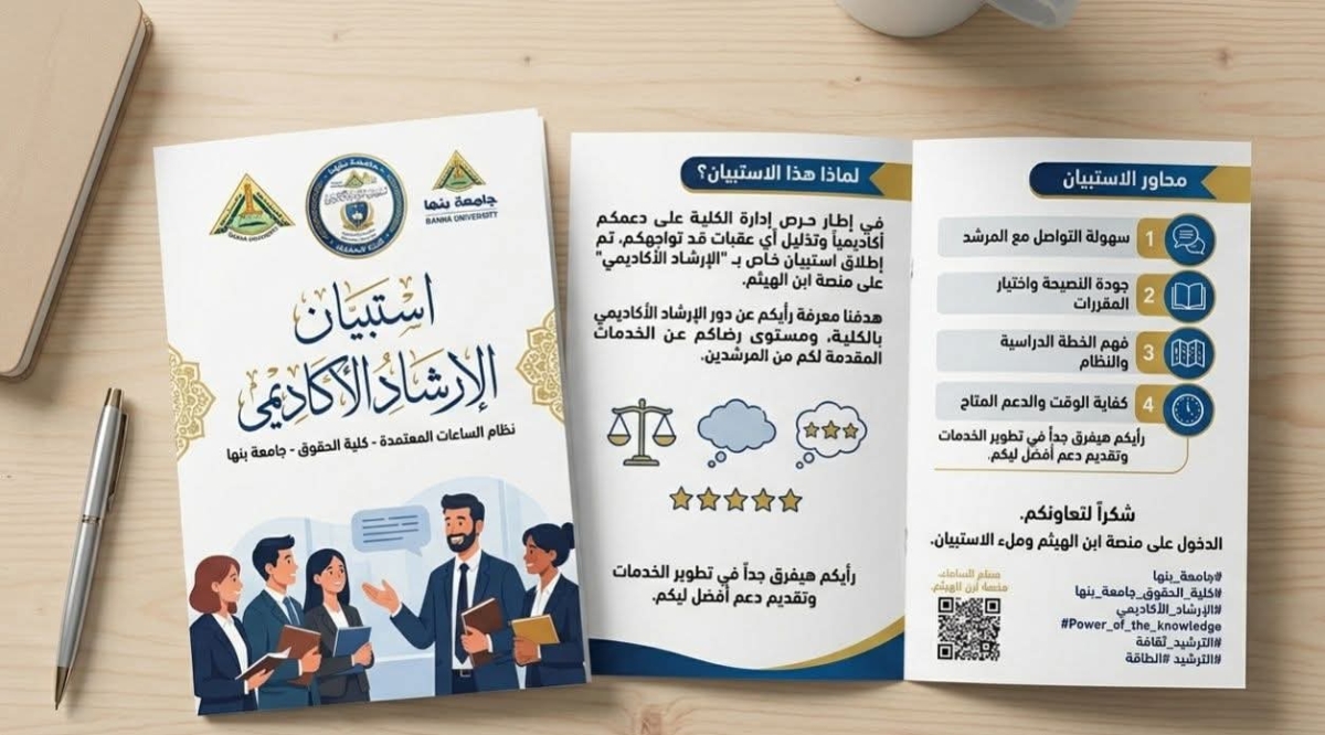 إطلاق استبيان لطلاب الكلية الخاص بـ "الإرشاد الأكاديمي" على منصة ابن الهيثم.
